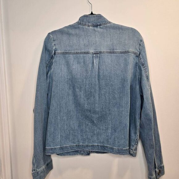 J. Jill Denim Jacket Women's Medium Tall Blue Button Outdoor Gorpcore - Picture 7 of 7